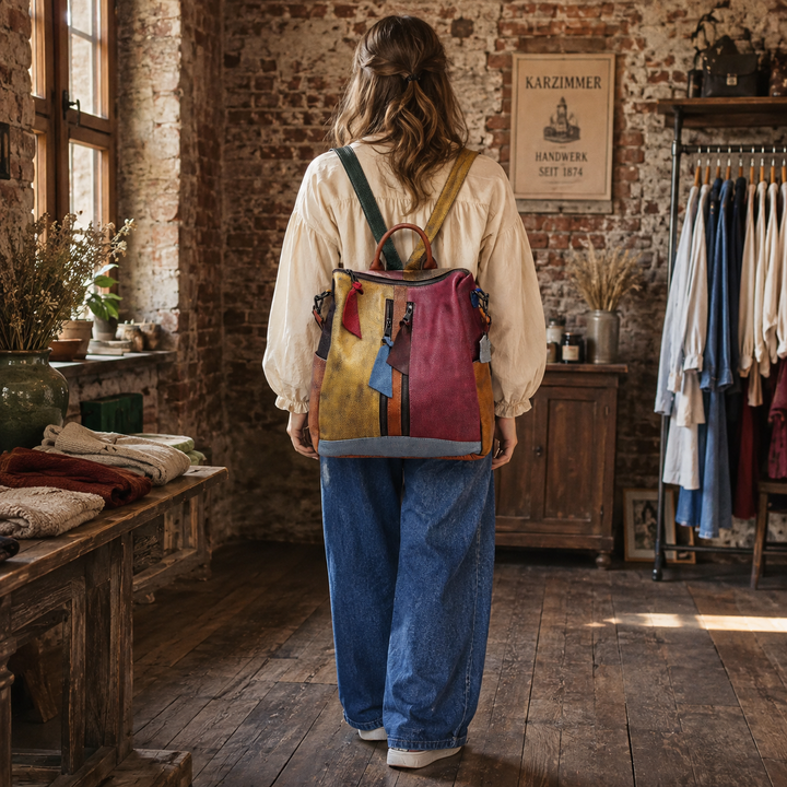 Miki | Rucksack aus mehrfarbigem Leder