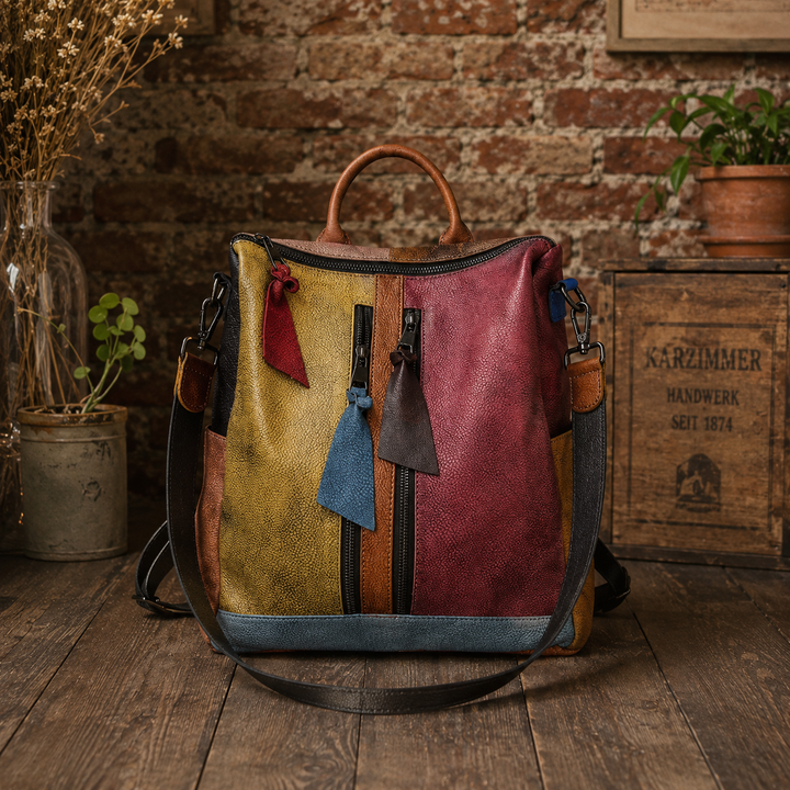 Miki | Rucksack aus mehrfarbigem Leder