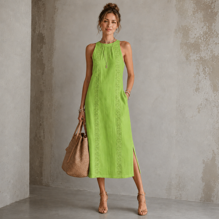Kaori | Stehkragen-Leinenkleid