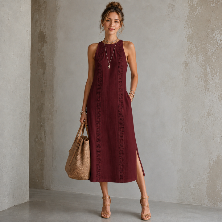 Kaori | Stehkragen-Leinenkleid