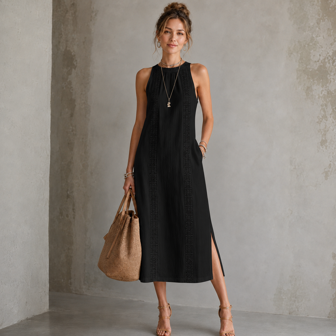 Kaori | Stehkragen-Leinenkleid