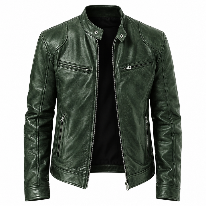 Gerhard | Leder-Bikerjacke mit Stehkragen