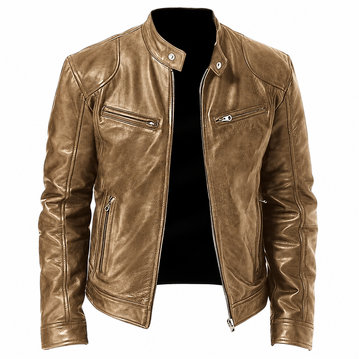 Gerhard | Leder-Bikerjacke mit Stehkragen